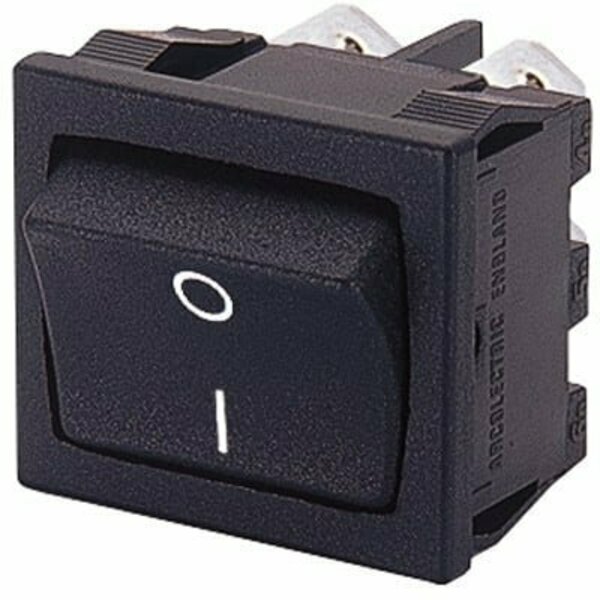 Arcoelectric Rocker Switch, Dpdt, Latched, Quick Connect Terminal, Curved Rocker Actuator, Panel Mount H8660VBBB